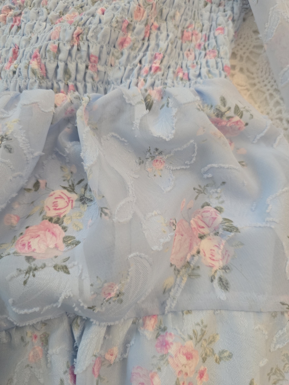 Altar'd State Light Blue Floral Smocked Mini Dress - Picture 3 of 3